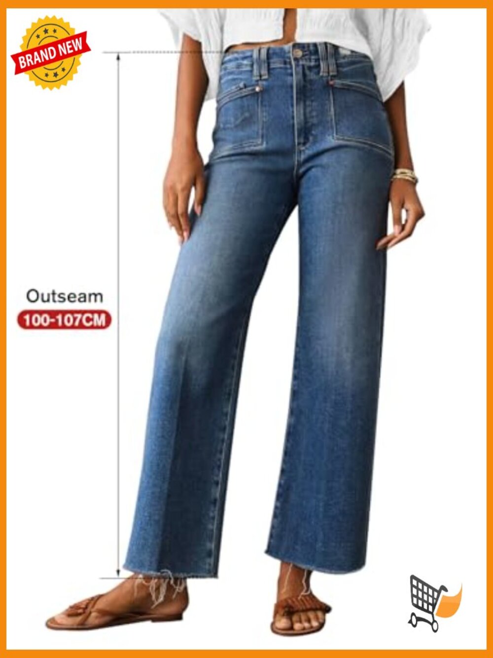High Waist Wide Leg Baggy Boyfriend Stretchy Denim Jeans for Women Trendy - Picture 2 of 6